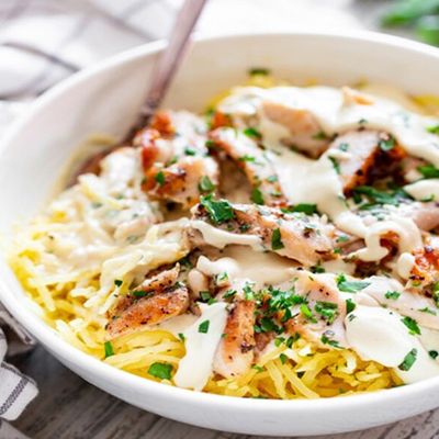 Chicken Alfredo With Spaghetti Squash