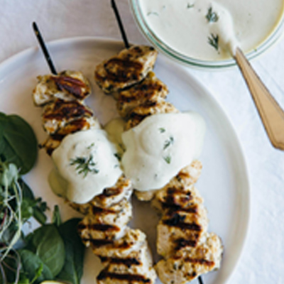 Grilled Chicken Souvalki with Tzatziki Recipe