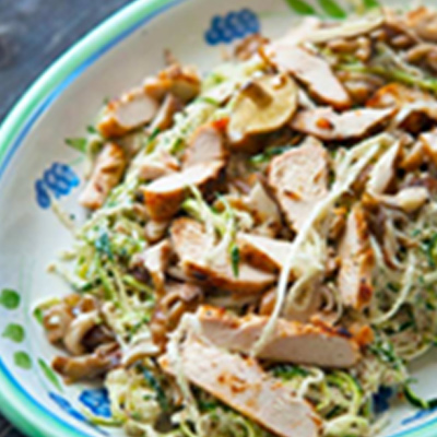 Shiitake Zoodles with Grilled Chicken Recipe